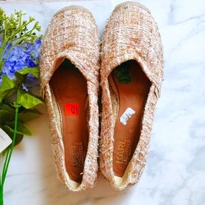 Karl Lagerfeld Women's Tweed Loafers Size 10